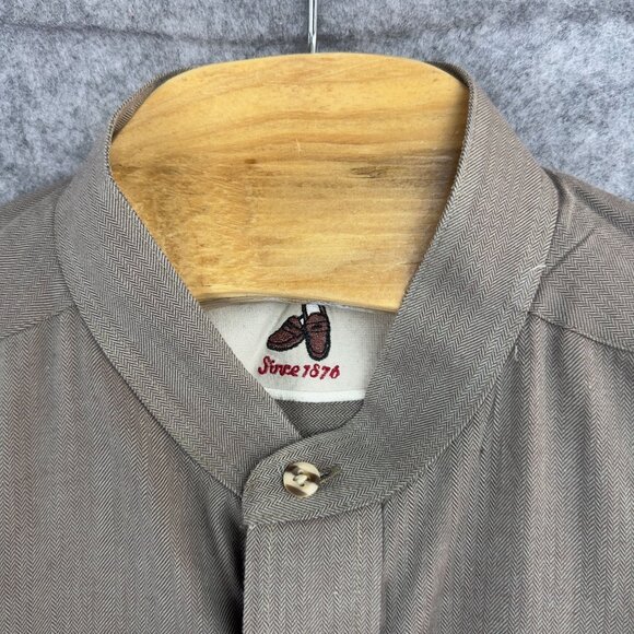 G.H. Bass & Co. Shirt Men 16.5 32/33  Brown Herringbone Long Sleeve Button-Up - Picture 7 of 12